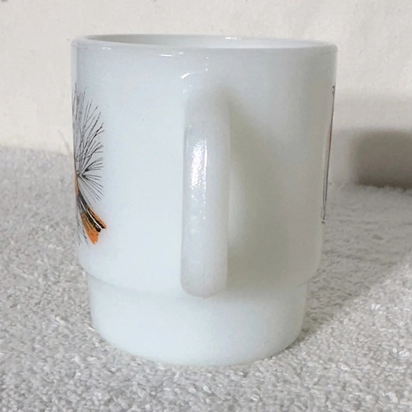 Vintage Anchor Hocking Fire King Milk Glass Baltimore Oriole Stacking Mug - Picture 2 of 14